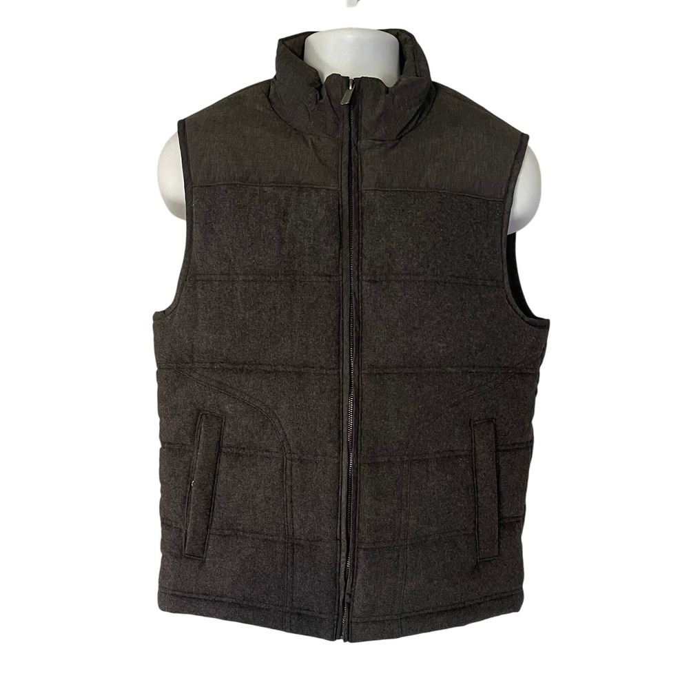 APT.9 Men's Wool Blend Puffer Vest, Full Zip, Sleeveless Jacket, Gray, Small